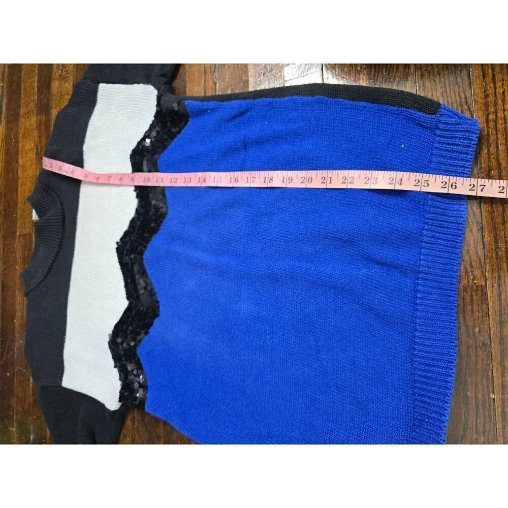 Vintage 90s Colorblock Sequin Sweater Chevron Maximalist